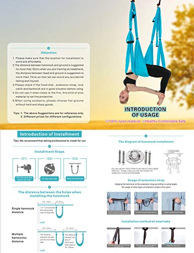 besbomig Columpio de Yoga Aéreo, Trapecio de Hamaca De Descompresión de 6 Yardas Herramienta de Inversión Eslinga Hamaca Yoga Antigravedad Ultra Fuerte para Gimnasio en Casa