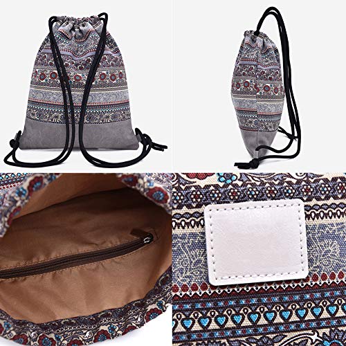 BESLIME Mochila con Cordón Mochila de Cuerda de Lona,Lona con Cordón Bolso Viajar, Mochilas Casual Unisex, para Gimnasio Deporte Yoga