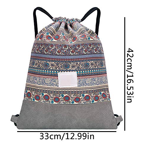 BESLIME Mochila con Cordón Mochila de Cuerda de Lona,Lona con Cordón Bolso Viajar, Mochilas Casual Unisex, para Gimnasio Deporte Yoga