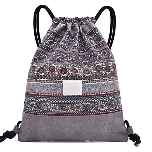 BESLIME Mochila con Cordón Mochila de Cuerda de Lona,Lona con Cordón Bolso Viajar, Mochilas Casual Unisex, para Gimnasio Deporte Yoga