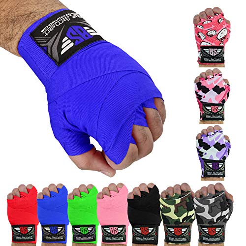 BeSmart Muay Thai - Vendas de boxeo para niños (2,5 m, 2,5 m), color azul BeSmart Muay Thai - Vendas de boxeo para niños (2,5 m, 2,5 m), color azul