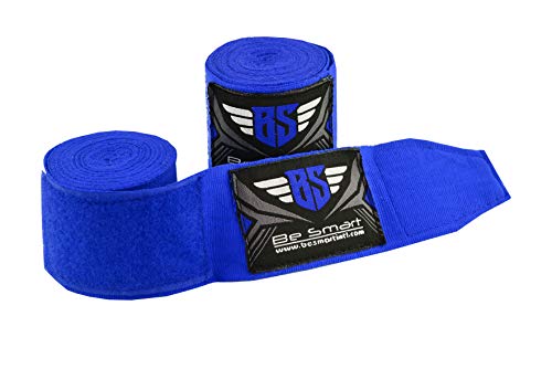 BeSmart Muay Thai - Vendas de boxeo para niños (2,5 m, 2,5 m), color azul BeSmart Muay Thai - Vendas de boxeo para niños (2,5 m, 2,5 m), color azul