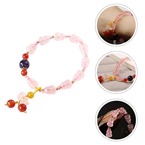 BESPORTBLE Pulsera de Cuarzo Rosa Pulseras con Cuentas de Piedras Preciosas Pulsera de Cristal Reiki Regalo del Día de San Valentín para Mujer