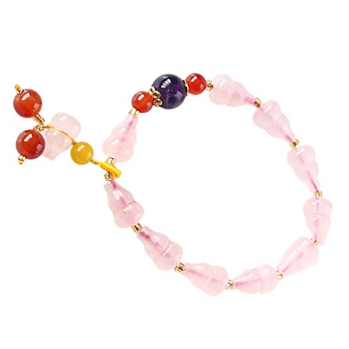 BESPORTBLE Pulsera de Cuarzo Rosa Pulseras con Cuentas de Piedras Preciosas Pulsera de Cristal Reiki Regalo del Día de San Valentín para Mujer