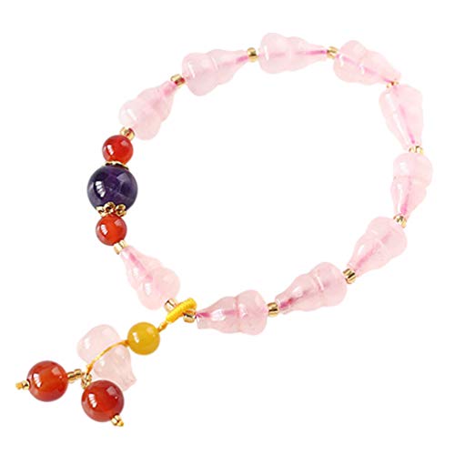 BESPORTBLE Pulsera de Cuarzo Rosa Pulseras con Cuentas de Piedras Preciosas Pulsera de Cristal Reiki Regalo del Día de San Valentín para Mujer