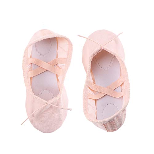 BESPORTBLE Zapatillas de Ballet para niñas niños Zapatillas clásicas de Lona con Suela Dividida Zapatos de Yoga Pisos Tamaño 28 Carne Rosa