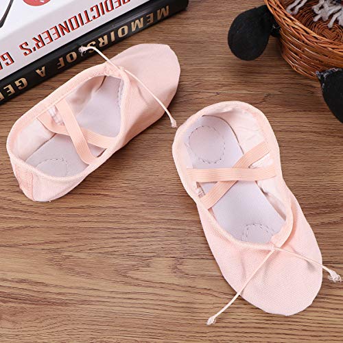 BESPORTBLE Zapatillas de Ballet para niñas niños Zapatillas clásicas de Lona con Suela Dividida Zapatos de Yoga Pisos Tamaño 28 Carne Rosa