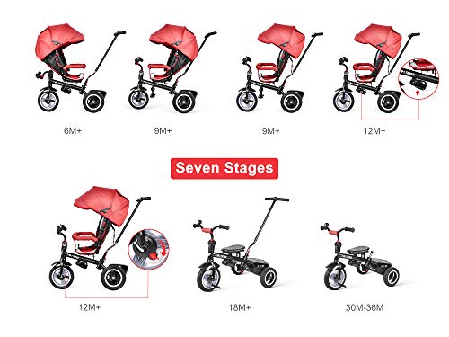 besrey 7 en 1 Triciclos Bebes reclinable con Asiento Giratorio, Triciclo para Bebe Nino evolutivo Infantil Trike Cochecito
