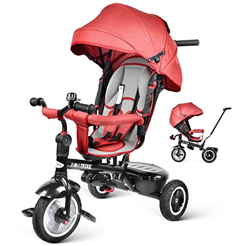 besrey 7 en 1 Triciclos Bebes reclinable con Asiento Giratorio, Triciclo para Bebe Nino evolutivo Infantil Trike Cochecito