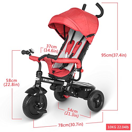 besrey Triciclo Bebé, Triciclo Evolutivo 4 En 1 Trike Bicicleta para Bebe Nino (1-6 año) con Mango y Cubierta de Lluvia, función Silla de Paseo besrey Triciclo Bebé, Triciclo Evolutivo 4 En 1 Trike Bicicleta para Bebe Nino (1-6 año) con Mango y Cubierta de Lluvia, función Silla de Paseo