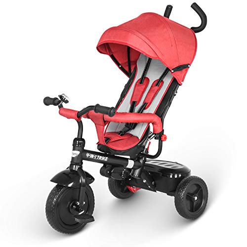 besrey Triciclo Bebé, Triciclo Evolutivo 4 En 1 Trike Bicicleta para Bebe Nino (1-6 año) con Mango y Cubierta de Lluvia, función Silla de Paseo