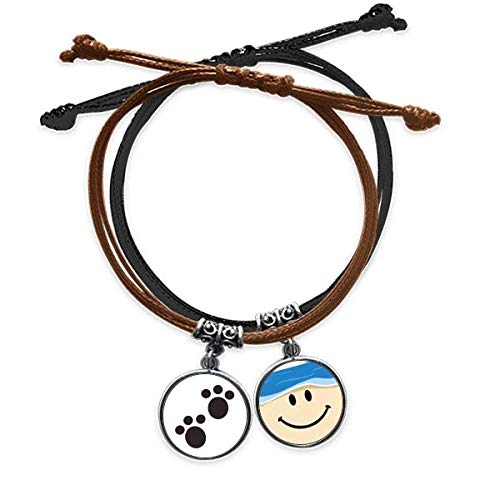 Bestchong Pulsera de piel con diseño de garra de perro con diseño de huellas de animales, cuerda para la mano