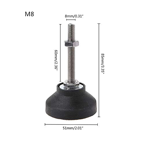 Bestgle 6piezas Patas ajustables regulables para muebles,Pies niveladores Base de Goma para nivelar Patas rosca M8x30mm Bestgle 6piezas Patas ajustables regulables para muebles,Pies niveladores Base de Goma para nivelar Patas rosca M8x30mm