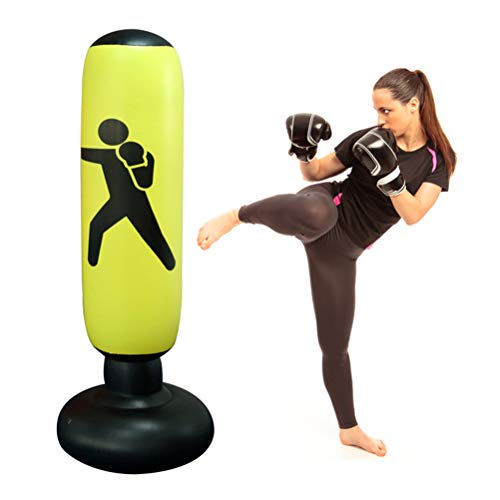 Bestice Saco de Boxeo Inflable de 160 cm Saco de Boxeo de pie Libre Saco de Boxeo de Alivio del estrés Deportivo Objetivo de Entrenamiento Pesado Saco de Arena con Bomba de Aire para pies