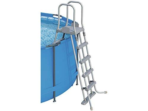 Bestway 58332 - Escalera para piscinas de 132 cm, con plataforma, 1 unidad, Gris Bestway 58332 - Escalera para piscinas de 132 cm, con plataforma, 1 unidad, Gris