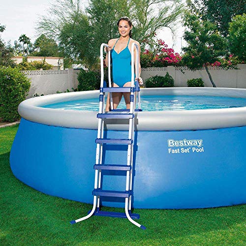 Bestway 58332 - Escalera para piscinas de 132 cm, con plataforma, 1 unidad, Gris Bestway 58332 - Escalera para piscinas de 132 cm, con plataforma, 1 unidad, Gris
