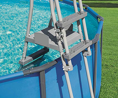 Bestway 58332 - Escalera para piscinas de 132 cm, con plataforma, 1 unidad, Gris