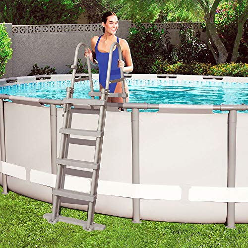 Bestway - Escalera de seguridad para piscinas elevadas, 4 peldaños a cada lado, altura 122 cm