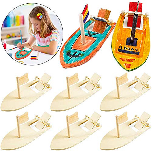 BESTZY 8 PCS Mini Velero Diy,Mini barco de madera de bricolaje, juguetes educativos,Madera Pequeño Rompecabezas Modelo de Barco Dibujo Velero de Madera Set para Niños Escuela Proyectos de Bricolaje.