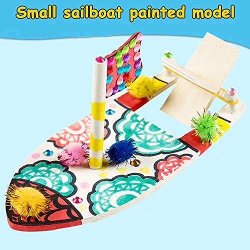 BESTZY 8 PCS Mini Velero Diy,Mini barco de madera de bricolaje, juguetes educativos,Madera Pequeño Rompecabezas Modelo de Barco Dibujo Velero de Madera Set para Niños Escuela Proyectos de Bricolaje.