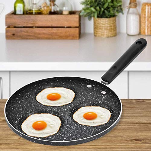 BESTZY Sartén 3 moldes de Huevo Frito Huevos fritos moldes Anillos aptas, sartén Antiadherente de aleación de Aluminio multifunción sartén Huevo tortita Filete para Estufa de Gas