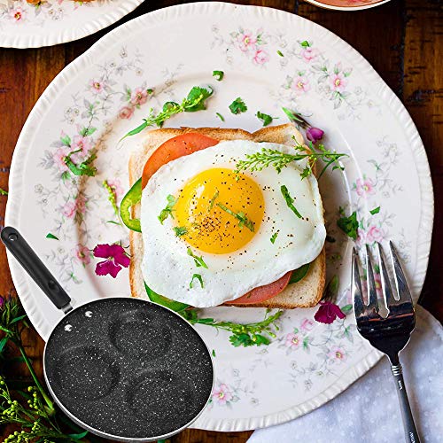 BESTZY Sartén 3 moldes de Huevo Frito Huevos fritos moldes Anillos aptas, sartén Antiadherente de aleación de Aluminio multifunción sartén Huevo tortita Filete para Estufa de Gas