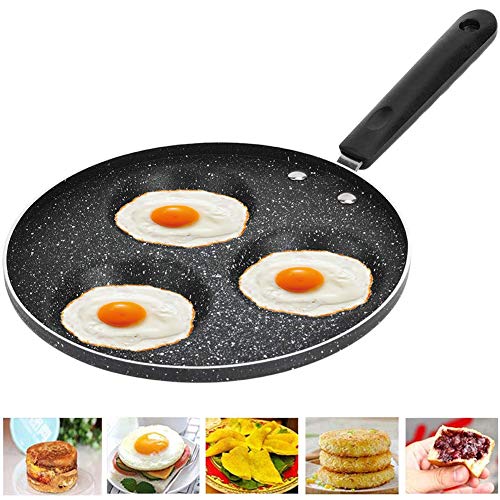 BESTZY Sartén 3 moldes de Huevo Frito Huevos fritos moldes Anillos aptas, sartén Antiadherente de aleación de Aluminio multifunción sartén Huevo tortita Filete para Estufa de Gas