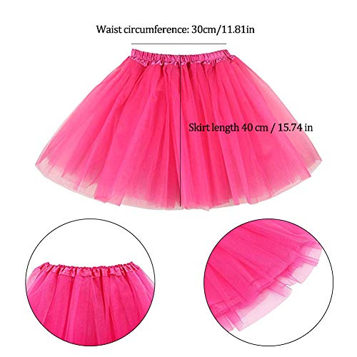 BETOY 2 pcs Mujeres Faldas Enaguas Cortas Tul Plisada Fiesta Tutu Ballet,Faldas Tul Mujer Enaguas Cortas Tutus Ballet Mini para Vestidos para Vestirse Disfraces Danza（Rosa）