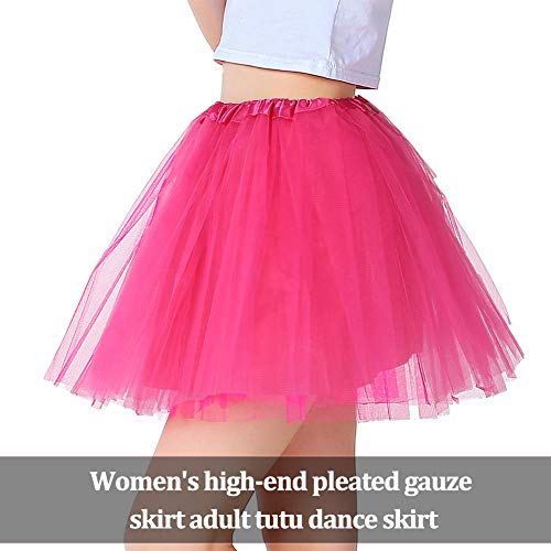 BETOY 2 pcs Mujeres Faldas Enaguas Cortas Tul Plisada Fiesta Tutu Ballet,Faldas Tul Mujer Enaguas Cortas Tutus Ballet Mini para Vestidos para Vestirse Disfraces Danza（Rosa）