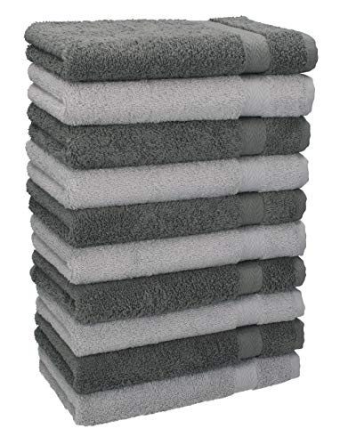 Betz Paquete de 10 Piezas de Toallas para Invitados Juego de Toalla de Lavabo 100% algodón tamaño 30x50 cm Toalla de Mano Premium de Color Gris Plata y Gris Antracita