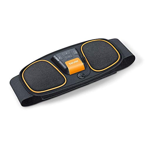 Beurer EM 32 Electroestimulador EMS Cinturón Abdominal,5 programas de entrenamiento, 2 electrodos agua sin necesidad de geles ni recambios, pantalla LCD, 75-140cm cintura