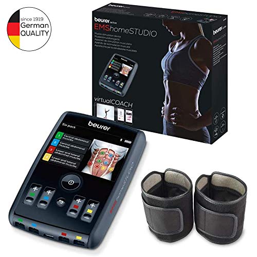 Beurer EM95 Electroestimulador Digital Cuerpo con Bluetooth, EMS, app Homestudio, 4 Canales, Cargador USB, Color Negro