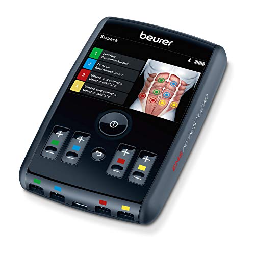 Beurer EM95 Electroestimulador Digital Cuerpo con Bluetooth, EMS, app Homestudio, 4 Canales, Cargador USB, Color Negro