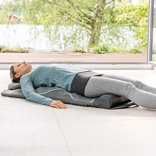 Beurer MG280 - Colchoneta de masaje eléctrica para yoga y estiramientos, 4 programas, 3 intensidades ajustables, masaje vibración y calor, plegable, color gris