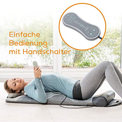 Beurer MG280 - Colchoneta de masaje eléctrica para yoga y estiramientos, 4 programas, 3 intensidades ajustables, masaje vibración y calor, plegable, color gris