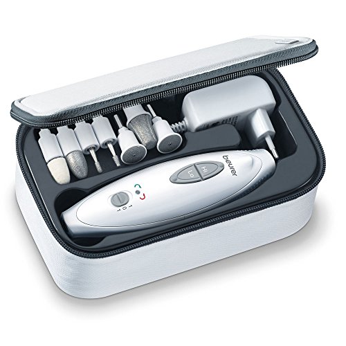 Beurer MP-41 - Set manicura y pedicura profesional, 7 accesorios incluidos, luz LED brillante, rotación hacía derecha/izquierda, 2 velocidades, color blanco Beurer MP-41 - Set manicura y pedicura profesional, 7 accesorios incluidos, luz LED brillante, rotación hacía derecha/izquierda, 2 velocidades, color blanco