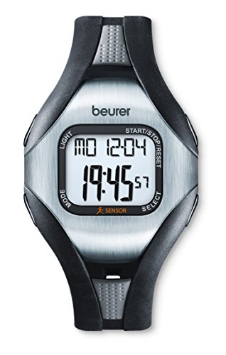 Beurer PM18 - Pulsómetro sin correa pectoral, medidor de ritmo cardíaco, sensor de actividad multidimensional calcula el número de pasos, alarma ritmo cardíaco, color negro