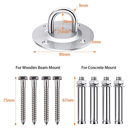 BEYAOBN 28PCS Inoxidable Ganchos de Techo,Silla Colgante con Gancho de Techo,Suspensión de Hamaca con Mosquetón y Gancho Giratorio,para Colgar Hamaca Columpio, Sillon Colgante y Saco Boxeo