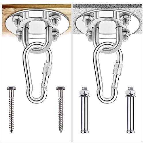 BEYAOBN 28PCS Inoxidable Ganchos de Techo,Silla Colgante con Gancho de Techo,Suspensión de Hamaca con Mosquetón y Gancho Giratorio,para Colgar Hamaca Columpio, Sillon Colgante y Saco Boxeo