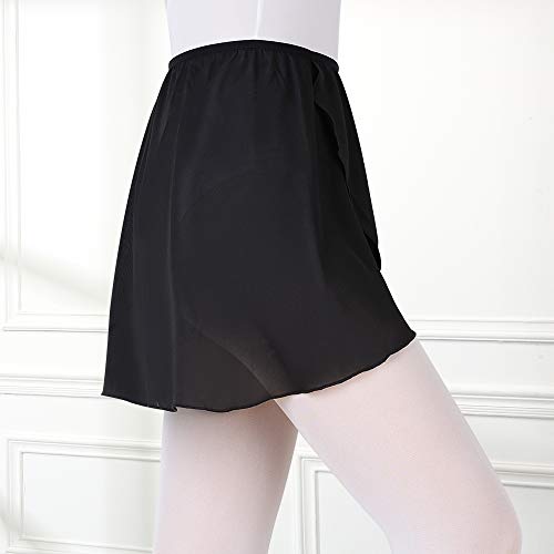 Bezioner Falda de Abrigo la Danza de Ballet Gasa con Cinturilla Elástica para Niña Mujer (M (110-140 cm), Negro (Cinturilla elástica))