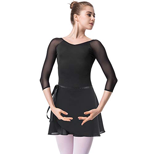 Bezioner Maillot de Danza Gimnasia Leotardo Clásico Ballet Vestido para Niñas Mujer Negro con Falda,L=155-160 cm Bezioner Maillot de Danza Gimnasia Leotardo Clásico Ballet Vestido para Niñas Mujer Negro con Falda,L=155-160 cm