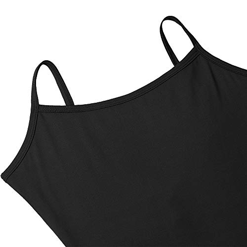 Bezioner Maillot de Danza Gimnasia Leotardo Clásico Body de Ballet para Mujer Negro S