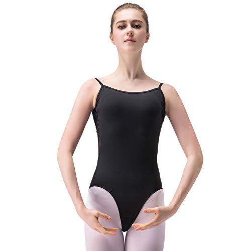 Bezioner Maillot de Danza Gimnasia Leotardo Clásico Body de Ballet para Mujer Negro S