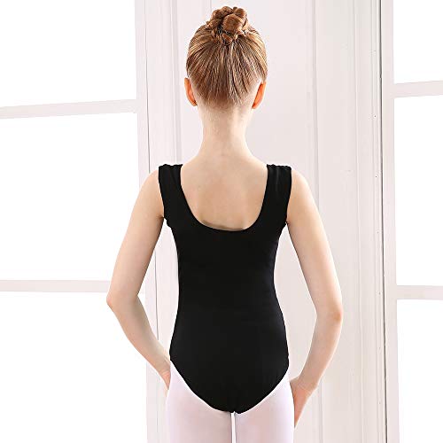 Bezioner Maillot de Danza Gimnasia Leotardos de Ballet de Algodón sin Mangas para Niñas y Mujer Negro 110