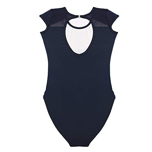 Bezioner Maillot de Danza Leotardos de Ballet Gimnasia Body Clásico para Mujer y Niñas Azul Marino XL