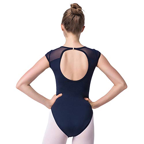 Bezioner Maillot de Danza Leotardos de Ballet Gimnasia Body Clásico para Mujer y Niñas Azul Marino XL