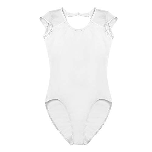 Bezioner Maillot de Danza Leotardos de Ballet Gimnasia Body Clásico para Mujer y Niñas Blanco M