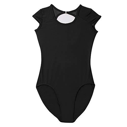 Bezioner Maillot de Danza Leotardos de Ballet Gimnasia Body Clásico para Mujer y Niñas Negro L