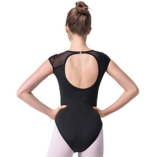 Bezioner Maillot de Danza Leotardos de Ballet Gimnasia Body Clásico para Mujer y Niñas Negro L