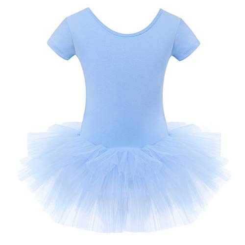 Bezioner Maillot de Danza Tutú Vestido de Ballet Gimnasia Leotardo Algodón Body Clásico para Niña Azul 120